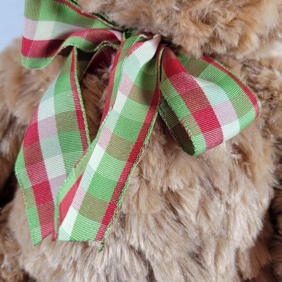 Pier 1 Imports Teddy Bear Plush 18" Beige 2018 Checkered Bow Stuffed Animal - Picture 10 of 16